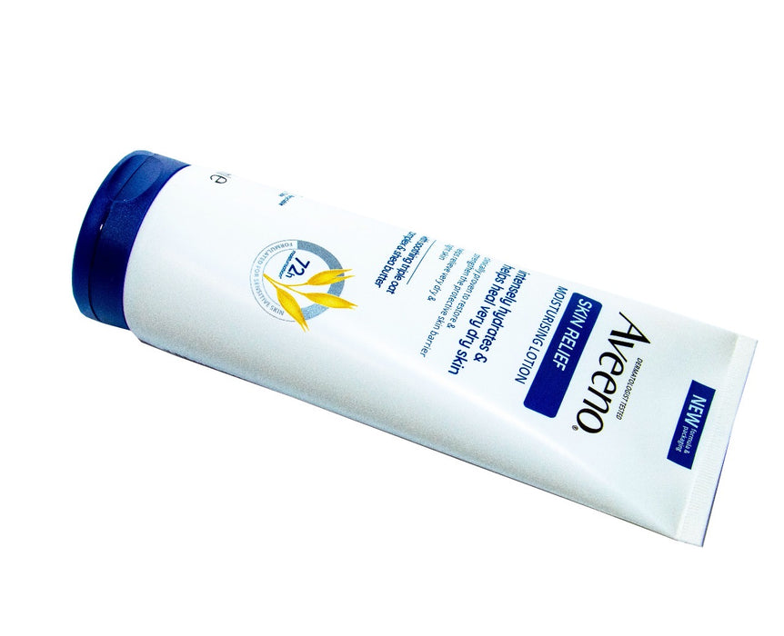 Aveeno lotion tube on a white background