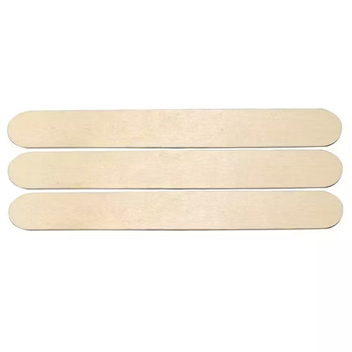 Three wooden tongue depressors on a white background