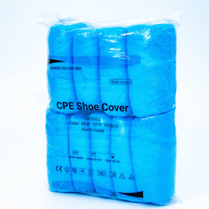 Blue 100pcs CPE shoe cover
