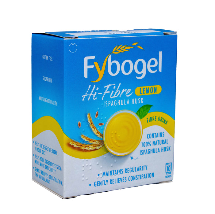 Relieve constipation naturally with Fybogel Lemon High Fibre Drink.