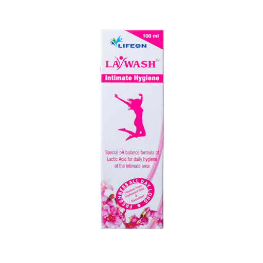 LayWash intimate hygiene product packaging on a white background