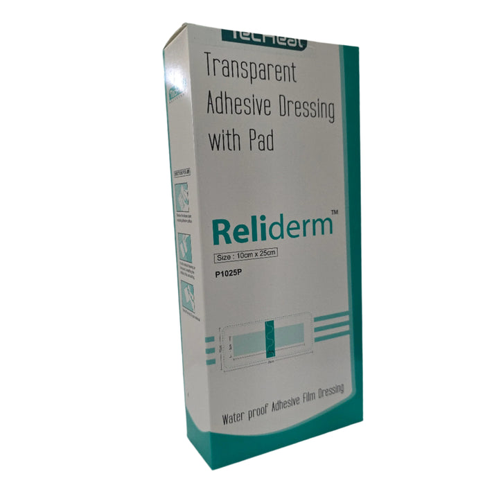 Reliderm transparent adhesive dressing with pad