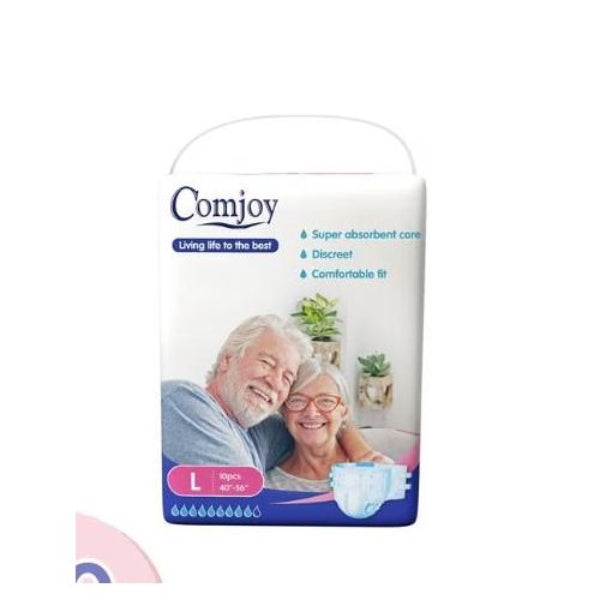Comjoy Adult Diapers Large Size (10  Pieces  in a pack)