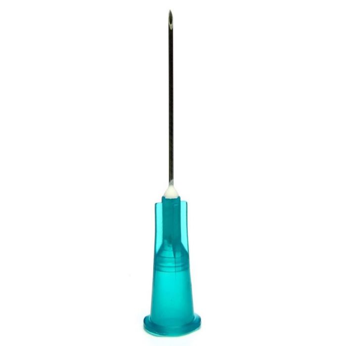 Hypodermic needle on a white background