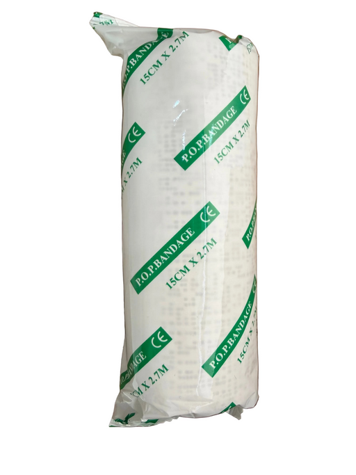 Plaster of Paris POP bandage available in 6 inch and 8 inch sizes for orthopedic casting, fracture support and immobilization in Kenya.
