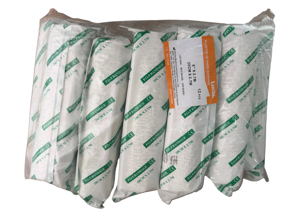 Plaster of Paris POP bandage available in 6 inch and 8 inch sizes for orthopedic casting, fracture support and immobilization in Kenya.