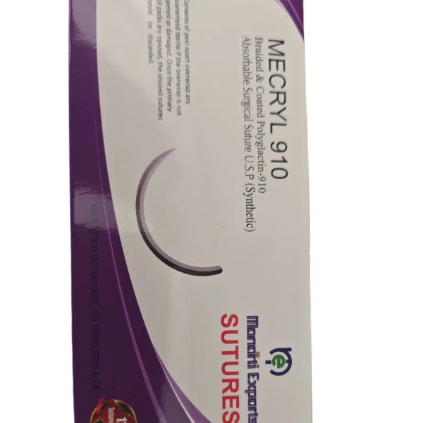 Polyglactin Sutures 1 RB with (Violet USP 1 1/2 Circle  Round Body 40mm Needle 75cm )  - 12 Units Per Pack