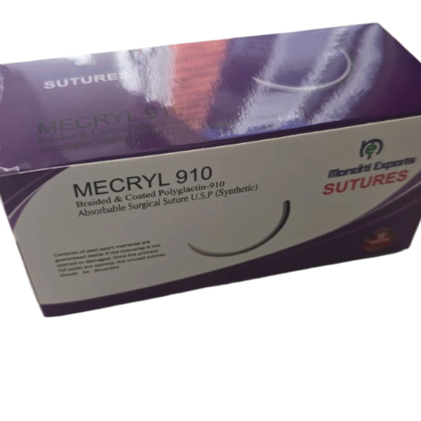 Polyglactin Sutures 3/0RC with (Violet USP 3/0 1/2 Circle Reverse Cutting 25mm Needle 75cm)  - 12 Units Per Pack